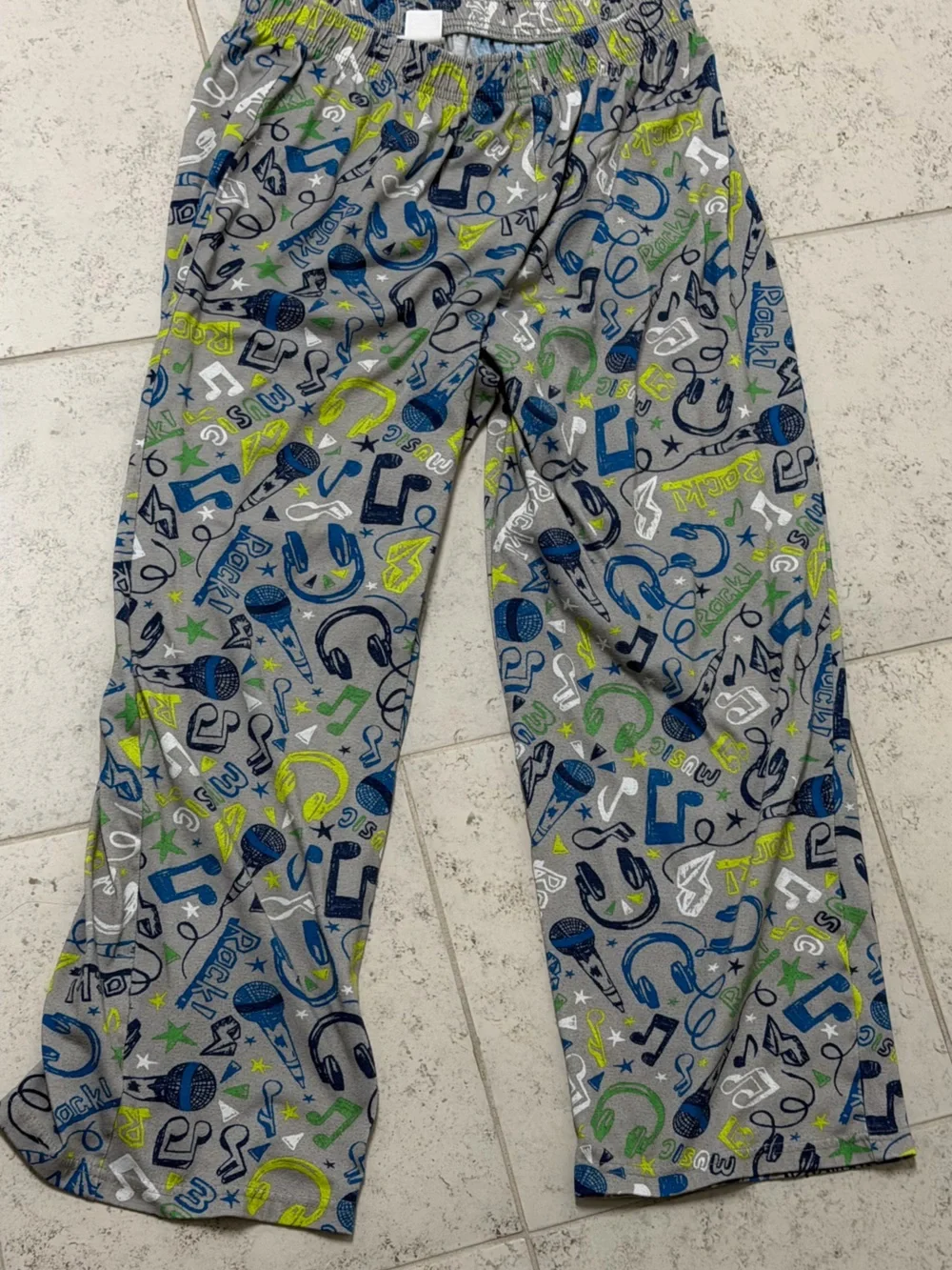 Cherokee Grey Rockstar Pajama Pants with multicolor Music Print Boy’s XL 16-18